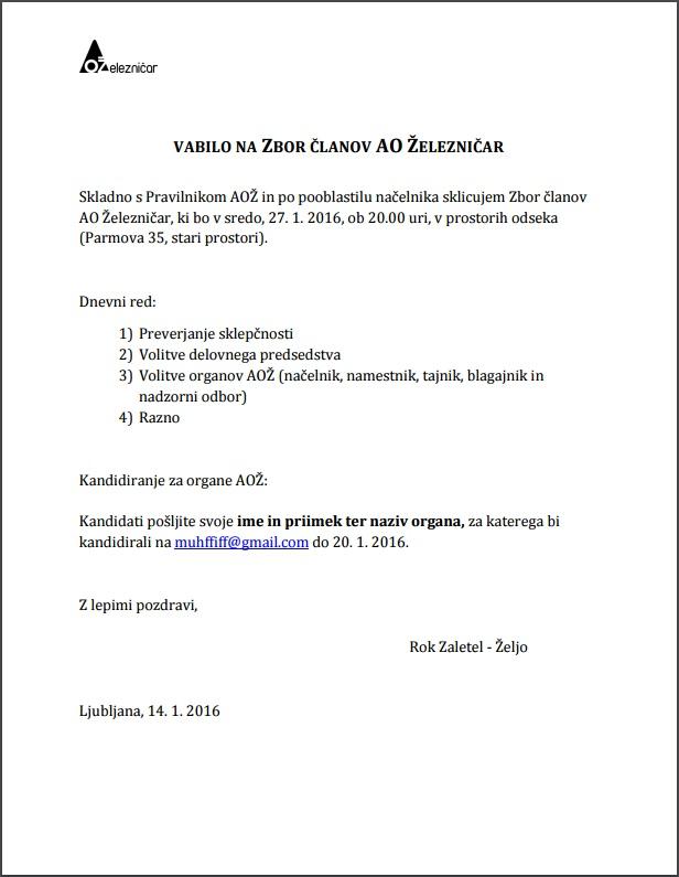 Vabilo 2016 01 27 Zbor članov - Vabilo