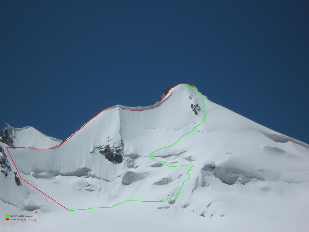 Solo vzpon Domna in smer, ki je nastala - JK crew line (Pik Piramida, 5140 m). Foto_10