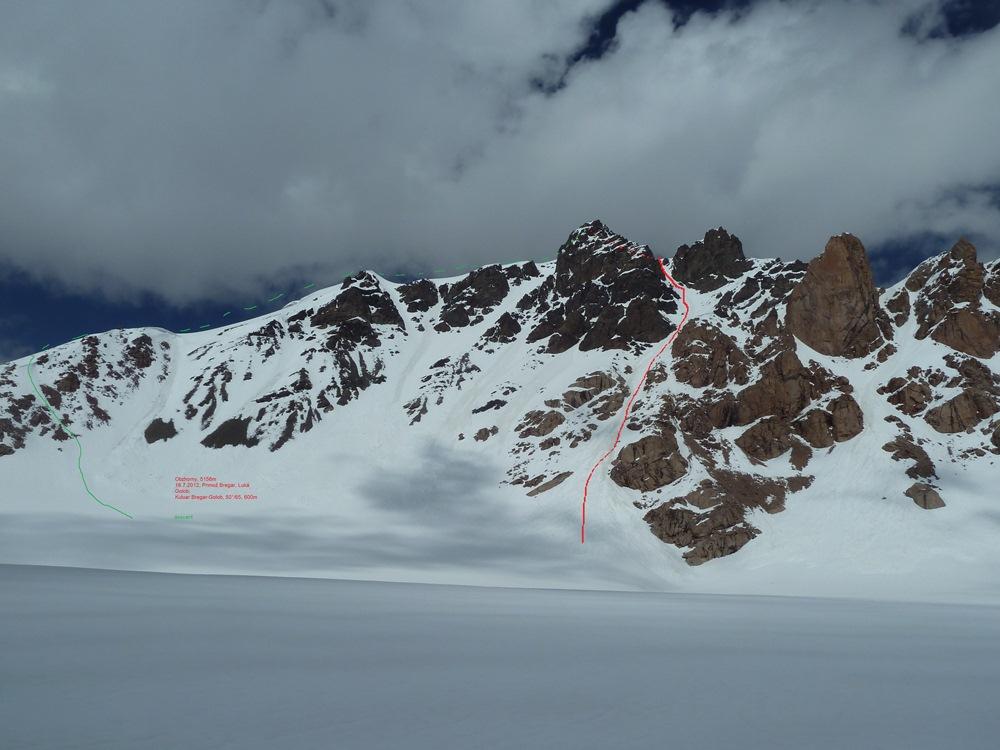 Kuluar Bregar – Golob (Z stena Obzhorny, 5156 m), ki sta ga preplezala Primož in Luka. . Foto_4