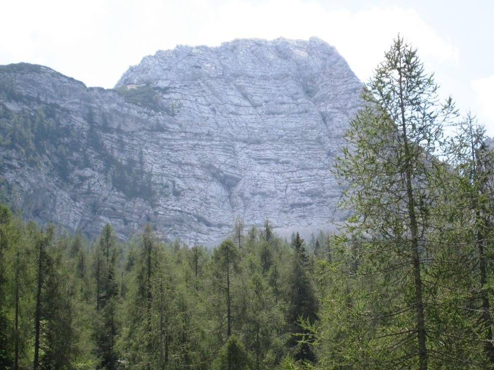 Smer vstopi v vpadnici trikotne strehe in nadaljuje desno pod njo in navzgor. zapotoski_stena
